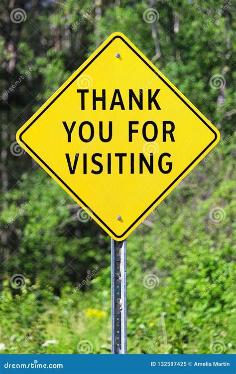 Closeup of a Thank You for Visiting Sign Stock Image - Image of greeting, road: 132597425