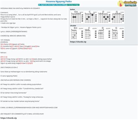Chord: Hosanna Ngayong Pasko - Parokya ni Edgar - tab, song lyric, sheet, guitar, ukulele ...