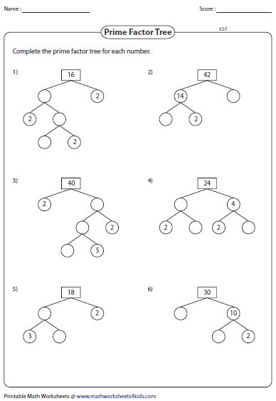 Factoring Worksheets