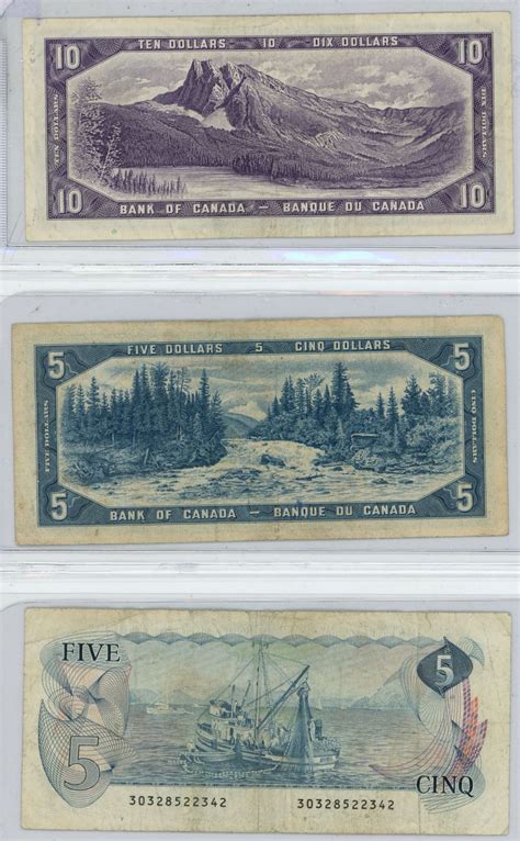 1954 Canada 10 Dollar bill, 1954 Canada 5 dollar bill, 1979 Canada 5 dollar bill - Schmalz Auctions