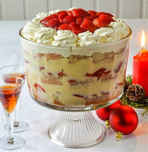 Strawberries and Cream Sherry Trifle. A real old fashioned style sherry trifle with homemade ...