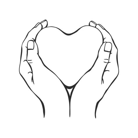 Download Hands holding heart. Hand drawn vector illustration. On white background for you ...