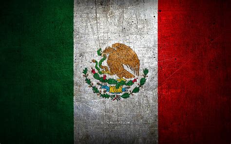 Mexican metal flag, grunge art, North American countries, Day of Mexico ...