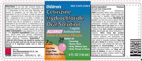 Cetirizine Hydrochloride Solution Information, Side Effects, Warnings ...