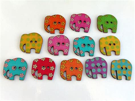 Animal Buttons, wooden buttons, elephant button, monkey buttons ...