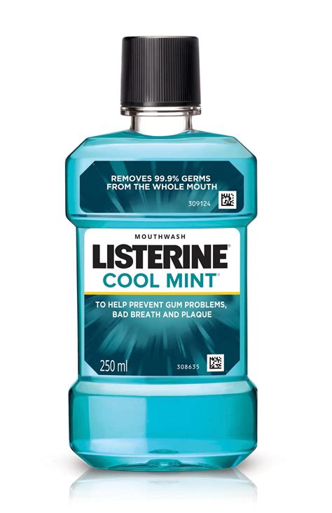 Buy Listerine Cool Mint Mouthwash Liquid, Removes 99.9% Germs, 250ml ...