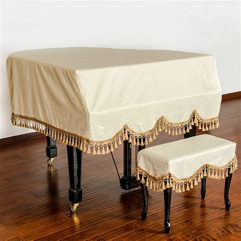 1SET New Arrival Grand Piano Cover with Golden Waves of Exquisite Pendant and Stool Cover KQ 005 ...