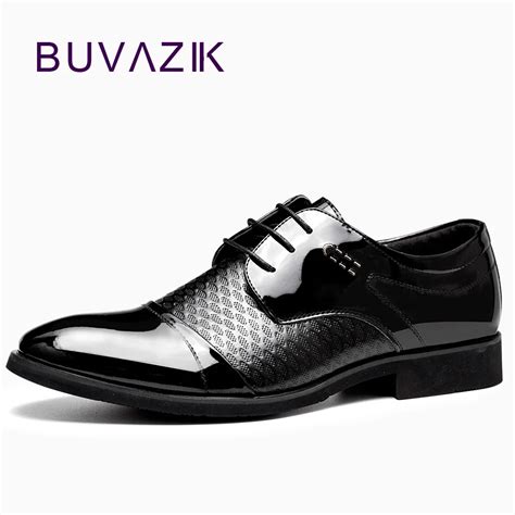 BUVAZIK 2018 men formal shoes black shiny oxfords lace up fashion men ...