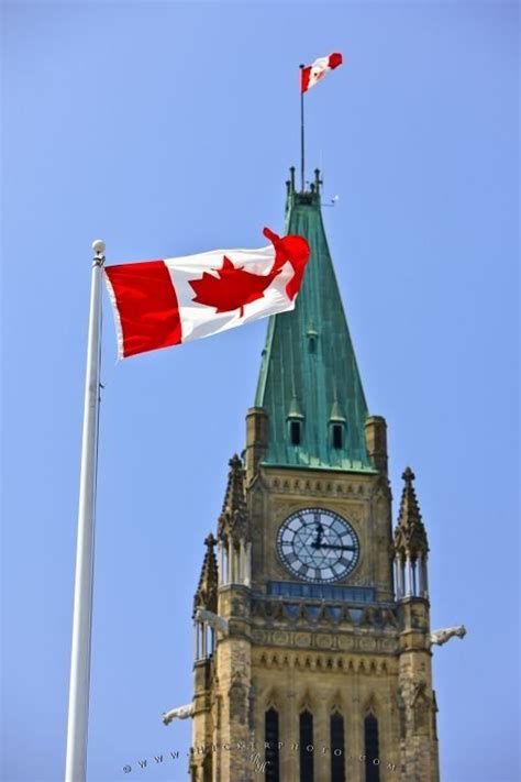 Canadian Flag Parliament Building Ottawa Canada | Photo, Information