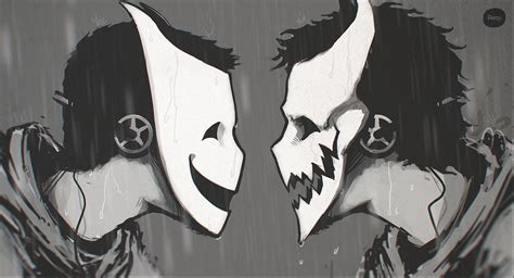 Twin Masks by hikaruga | Character art, Concept art characters, Dark art drawings