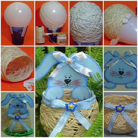 DIY Egg Shaped Easter String Basket