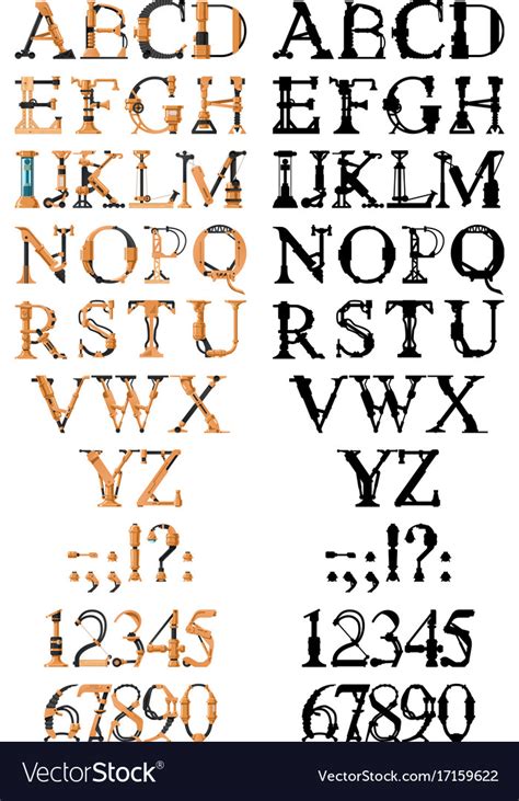 Steampunk font Royalty Free Vector Image - VectorStock