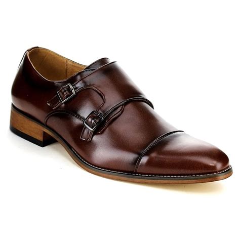 Shop Beston Men's Faux Leather Double Monk Strap Slip-on Dress Shoes - Free Shipping Today ...