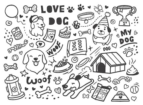 Premium Vector | Cute pet dog doodle background