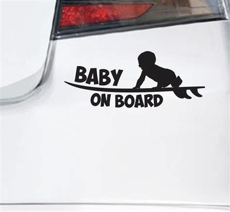 Baby on Board Funny Bumper Sticker Vinyl Decal Surfer Baby - Etsy