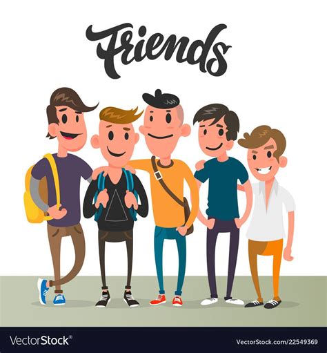 Cartoon guys, five best friends, student characters. Download a Free Preview or High Quality ...