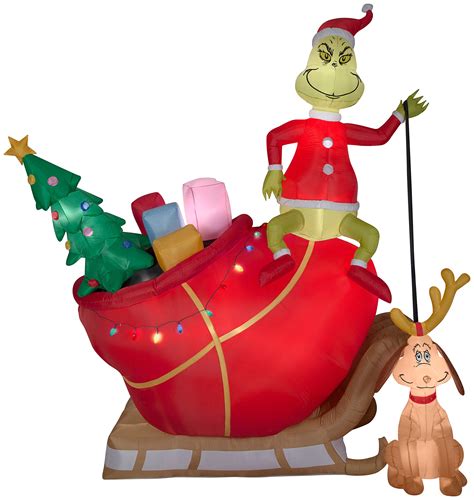 Buy Gemmy 19836 Airblown Grinch and Max in Sleigh Christmas Inflatable Online at desertcartIreland