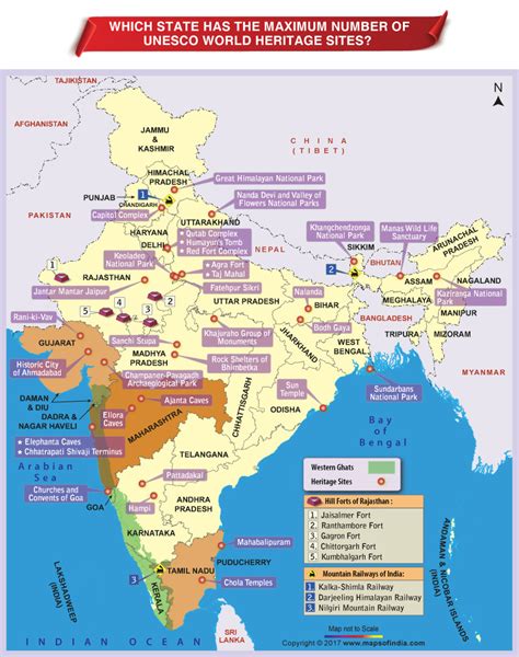 Which State has the Maximum Number of UNESCO World Heritage Sites - Answers