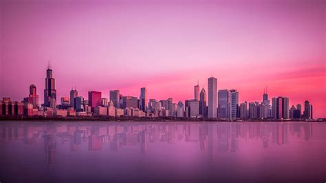 Pink sky above Chicago - backiee