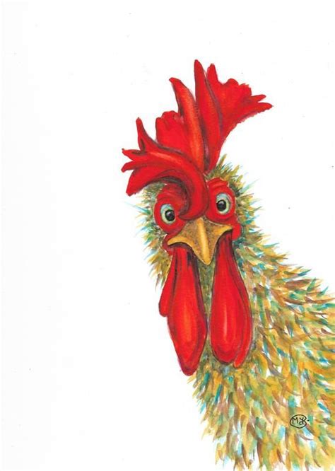 Chicken, Rooster Art, Cockerel Painting, Farm Animal, Farm Yard, Bird ...