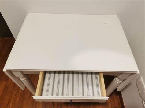IKEA drop leaf table / desk, solid wood, white color, Furniture & Home Living, Furniture, Tables ...
