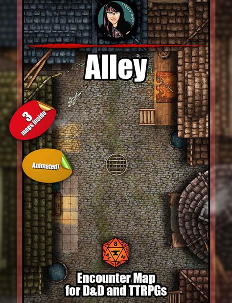 Alley battle map pack – Foundry VTT support. JPG/MP4 – Angela Maps – Free, Static, and Animated ...