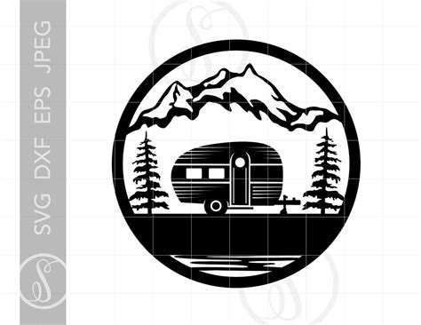 Camper Mountains Design SVG Camper RV Silhouette Download | Etsy