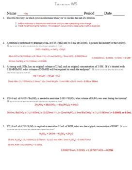 Titration Worksheet by Chem Queen | Teachers Pay Teachers