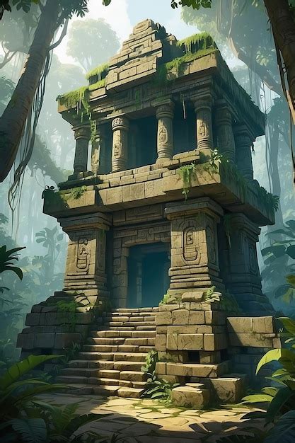 Premium AI Image | A jungle temple with traps puzzles and hidden chambers