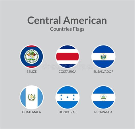 Central American Countries Flag Icons Collection Stock Vector - Illustration of flags, continent ...