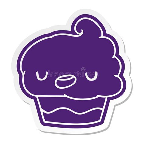 Cartoon Sticker Kawaii of a Cute Cupcake Stock Vector - Illustration of ...