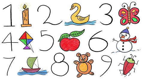 How to Draw Anything from Numbers 1-10 | Number Arts| Easy Drawing ...