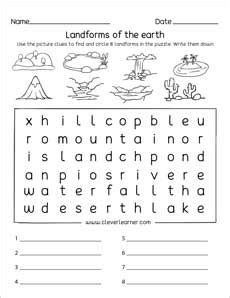 Landforms printables and worksheets for kindergarten and preschool