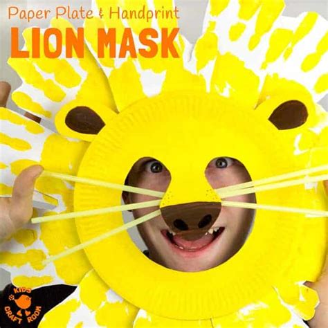 Handprint and Paper Plate Lion Masks - Kids Craft Room