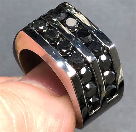 Buy Mens 14k Black Gold Black Diamond Pinky Ring 7.00ct Online at SO ICY JEWELRY