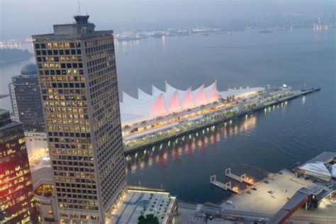 Night Aerial View of Canada Place in Vancouver Stock Photo - Image of harbor, famous: 111947070