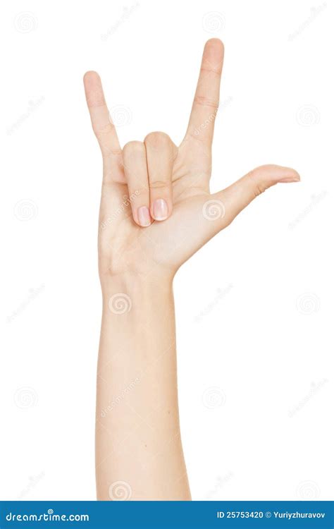 Woman Hand Giving The Devil Horns Gesture Stock Photo - Image: 25753420