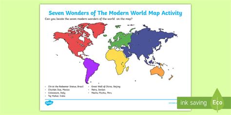 Seven Wonders of the Modern World Map Skills Activity