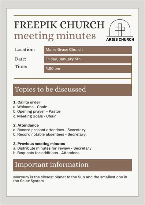 Free Printable Church Board Meeting Schedule template