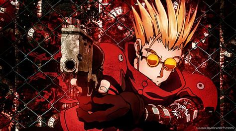 Trigun Vash, red, vash, glowing eyes, fire, trigun, crosses, vash the stampede, HD wallpaper ...