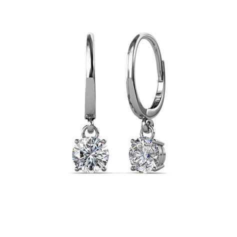 Diamond 1 ctw Four Prong Womens Solitaire Drop and Dangle Earrings 14K ...