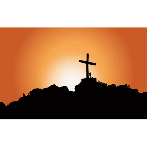 Cross On A Hill Silhouette Sunrise | Free SVG