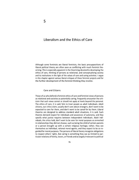 Liberalism and the Ethics of Care - 5 Liberalism and the Ethics of Care ...