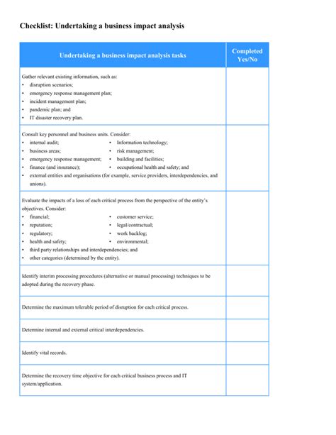 Business Continuity Checklist Template – PARAHYENA