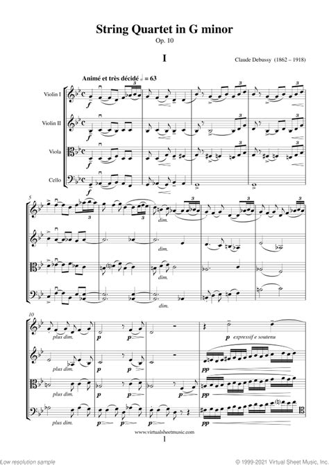 String Quartet in G minor Op.10 sheet music (PDF)