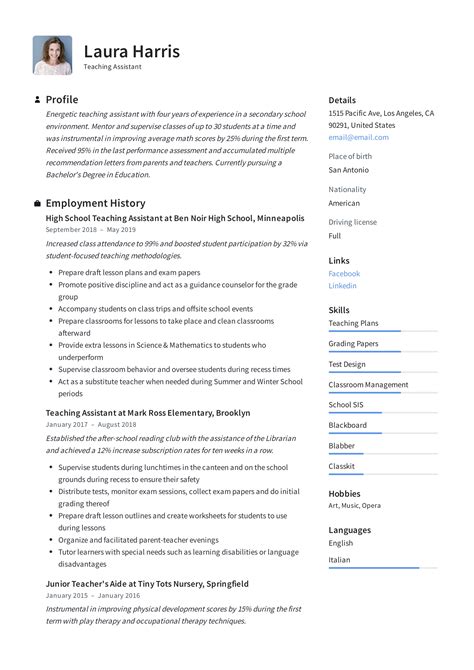 Teaching Assistant Resume & Writing Guide | +12 TEMPLATES | PDF