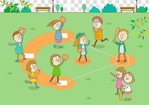 Kids Playing Baseball Clipart Png