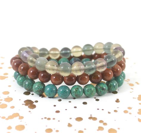 semi precious stone stretch bracelet by lucy loves neko ...