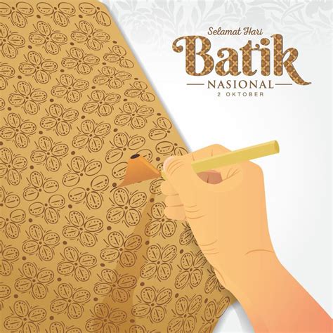 Indonesian Holiday Batik Day Illustration.Translation, October 02, Happy National Batik day ...