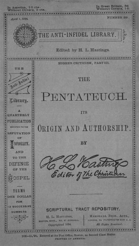 The Pentateuch: Its Origin and Authorship | The Cobb Six